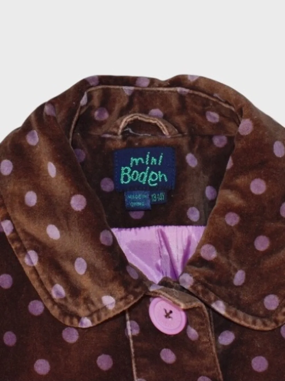 Mini Boden Velvet Polka Dot Coat